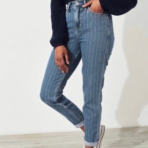ultra high rise hollister pinstripe mom jeans